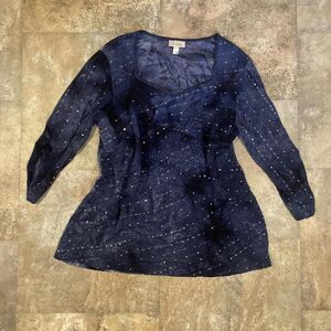 dressbarn vintage y2k sparkly sequined midnight blue colored fairy top size 2x
